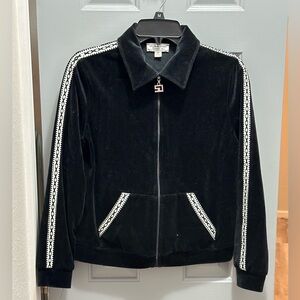 Vintage St. John Sport by Marie Gray Women’s Black Velour Track Jacket Sz PSmall